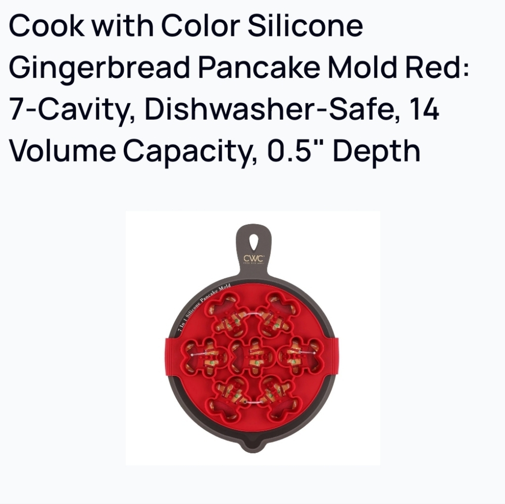 CWC Red Silicone Gingerbread Pancake Mold - Picture 4 of 4